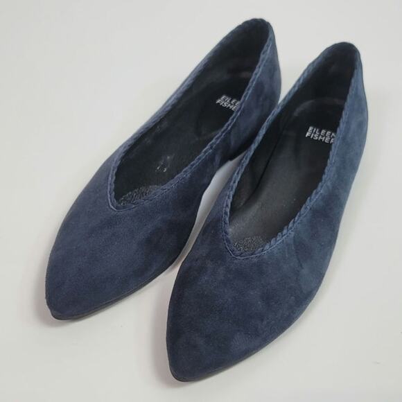 Eileen Fisher Posy Flats in Midnight Suede, sz 9 - Picture 1 of 15